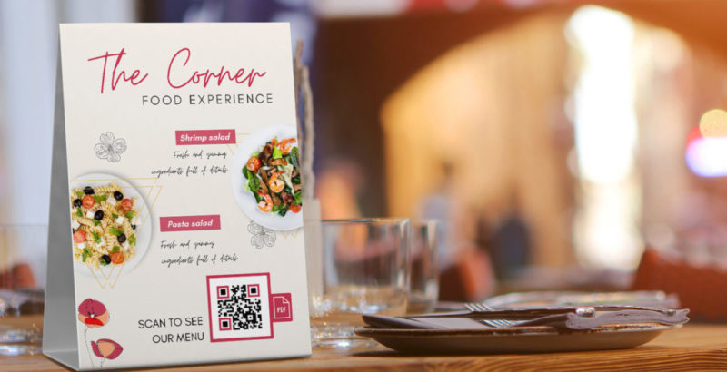 QR Codes in restaurants. QR code with PDF menu